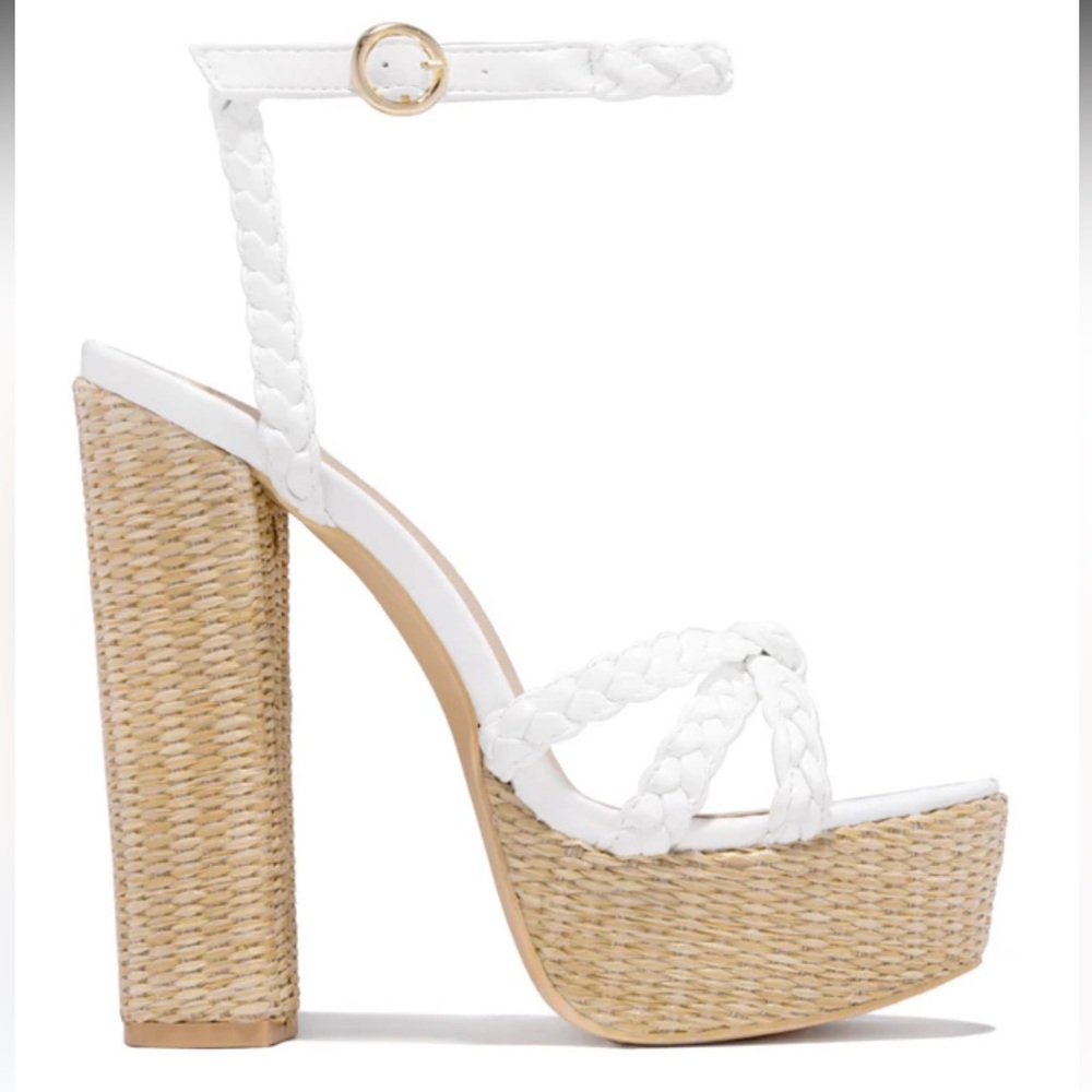 MISS LOLA PLATFORM BLOCK HIGH HEELS - WHITE